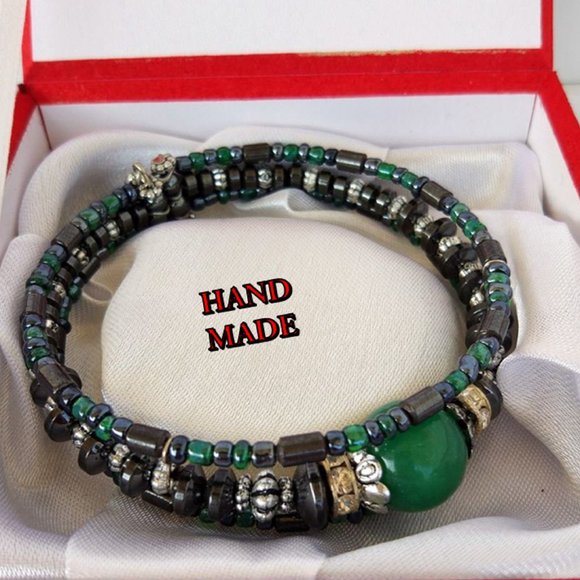 Green Natural Stone Watch Bracelet Hand Made NEW - Picture 3 of 3